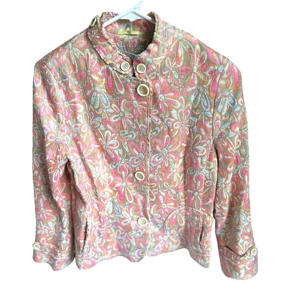 AKRIS PUNTO Multicolor Pastel Daisy Floral Knit Blazer/Jacket Size 8 - Picture 1 of 7